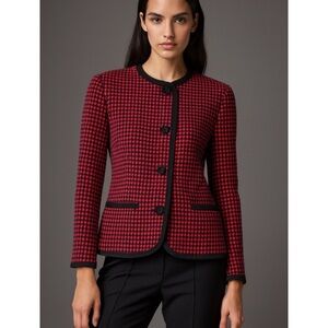 Vintage Pendleton Virgin Wool Pink Black Houndstooth Workwear Office Blazer 14